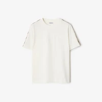 Check Trim Cotton T-shirt in Chalk white - Women | Burberry® Official