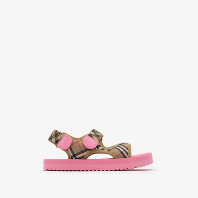 Check Sandals in Sand beige/pink