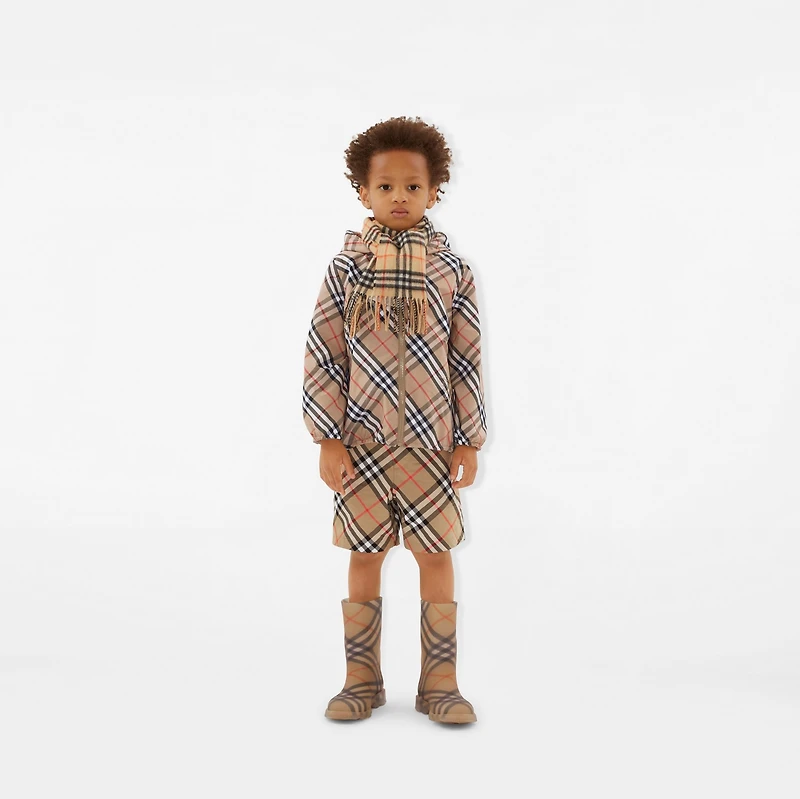Check Cashmere Scarf in Sand - Children | Burberry® Official