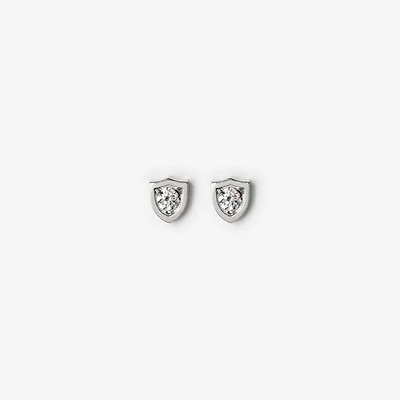 Shield Stud Earrings in Silver - Women | Burberry® Official