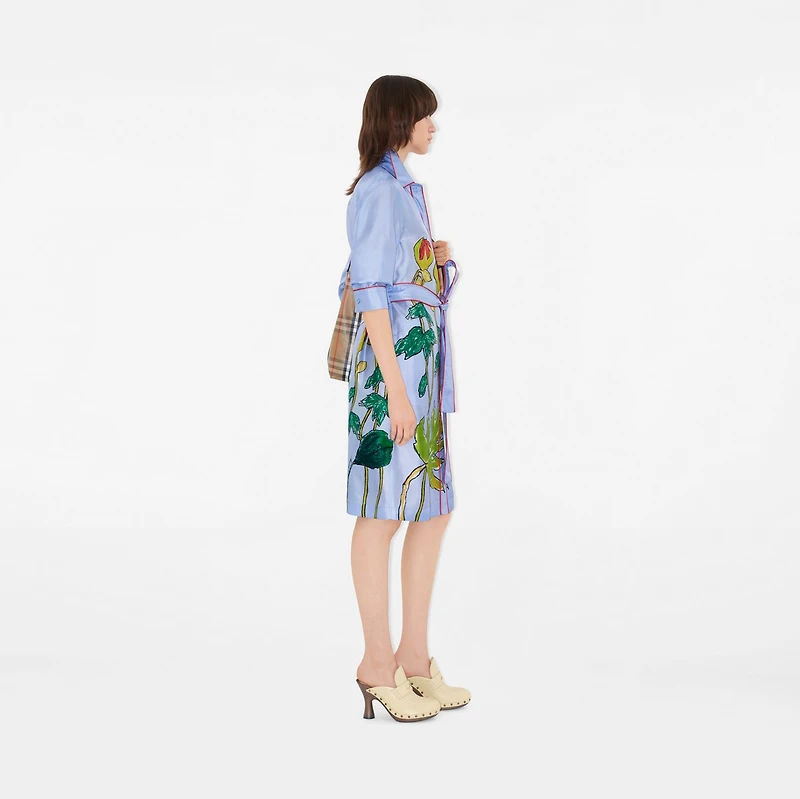 Highgrove Honeybee Silk Shirt Dress in Blue - Women | Burberry® Official