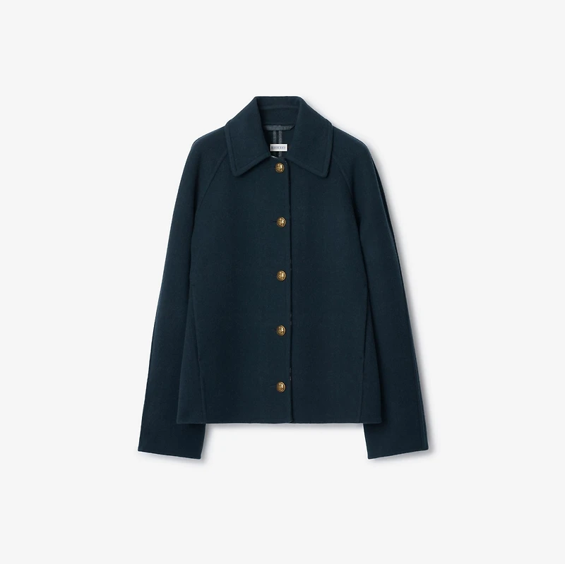 Wool Barn Jacket in Pilot blue - Women | Burberry® Official
