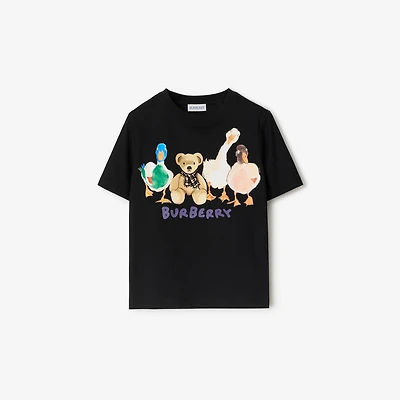 Thomas Bear and Friends​ Cotton T-shirt in Black | Burberry® Official