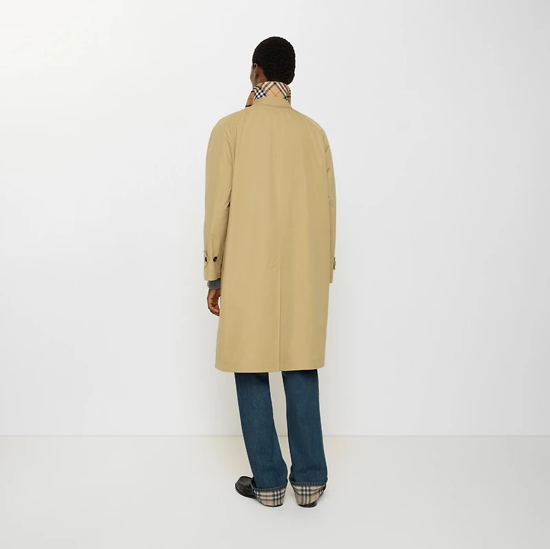 Long Cotton Car Coat in Hamper beige - Men | Burberry® Official