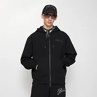 Check Cursive Logo Cotton Zip Hoodie in Black - Men | Burberry® Official