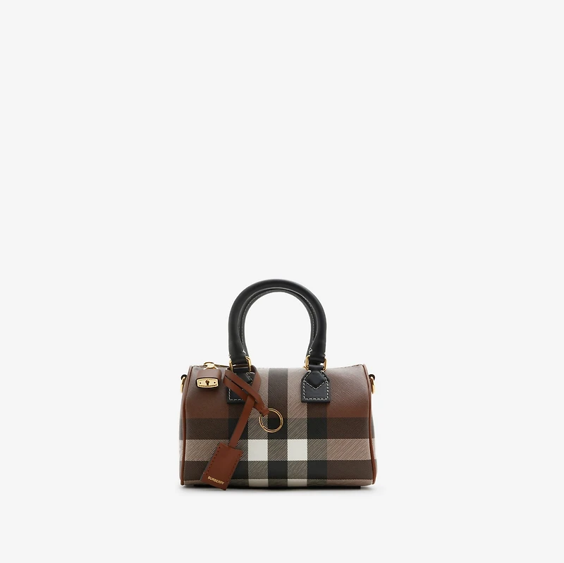 Mini Check Bowling Bag in Dark birch brown - Women | Burberry® Official