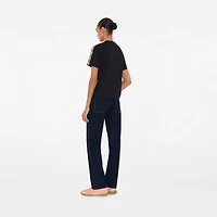 Check Trim Cotton T-shirt in Black - Women | Burberry® Official