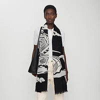 Wide EKD Wool Scarf in Black/calico | Burberry® Official