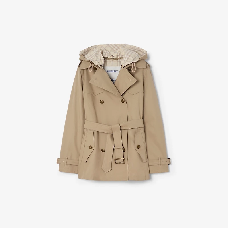 Short Tropical Gabardine Foxfield Trench Coat in Saltmarsh beige - Women | Burberry® Official