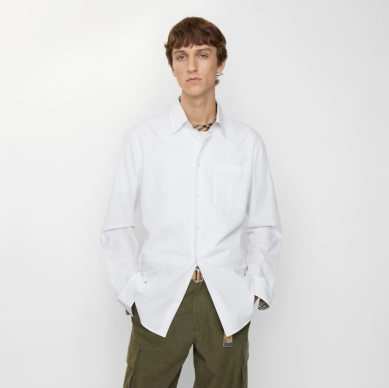 Regular Fit Cotton Poplin Shirt in Optic white - Men | Burberry® Official