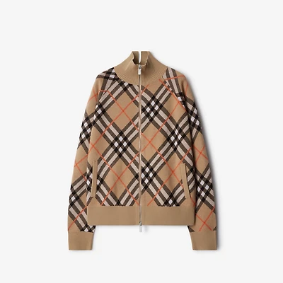 Check Wool Mohair Blend Jacket in Sand - Men, Nylon | Burberry® Official