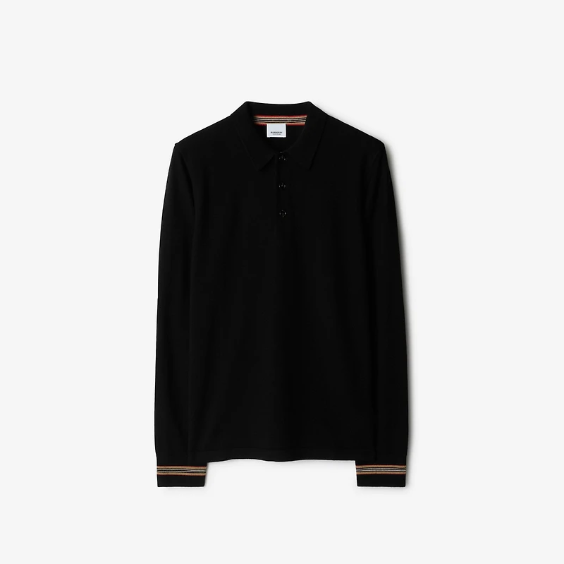Long-sleeve Wool Polo Shirt in Black - Men | Burberry® Official