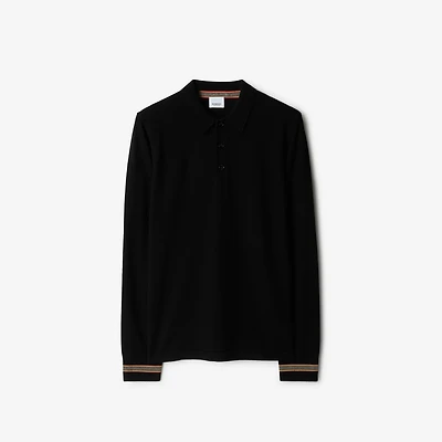 Long-sleeve Wool Polo Shirt in Black - Men | Burberry® Official
