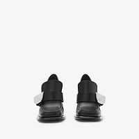 Leather London Shield High Heeled Loafers in Black - Women | Burberry® Official