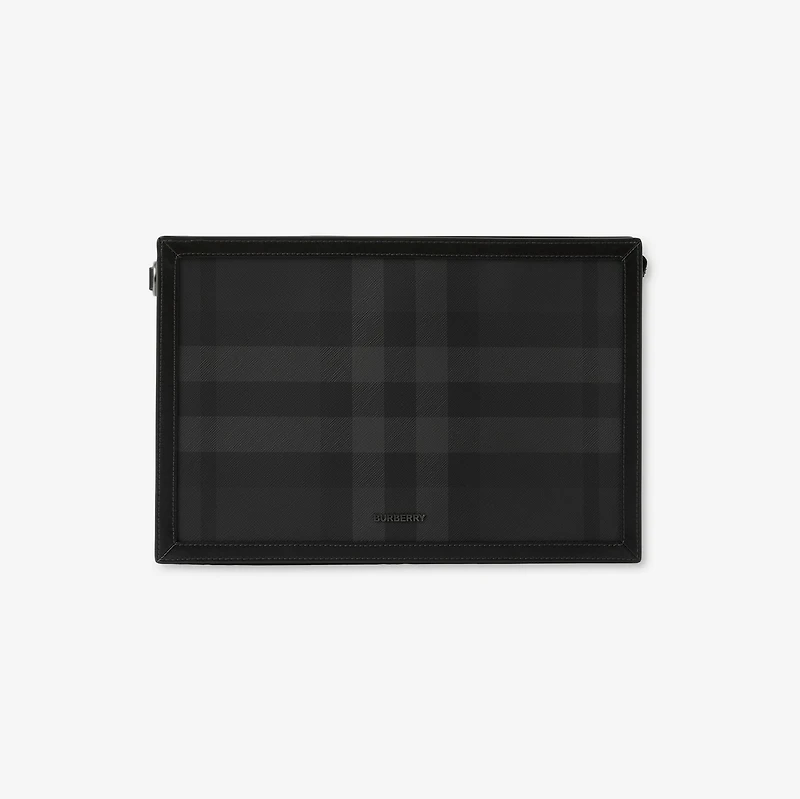 Check Zip Pouch in Charcoal - Men, Canvas | Burberry® Official