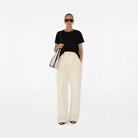 Check Trim Cotton T-shirt in Black - Women | Burberry® Official