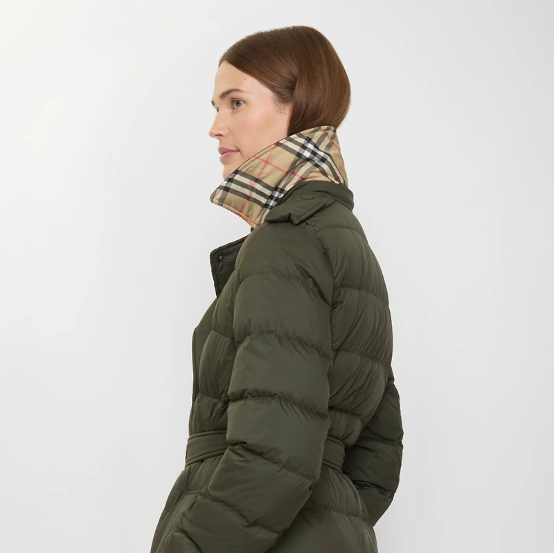 Long Nylon Hooded Puffer Coat in Shale - Women | Burberry® Official