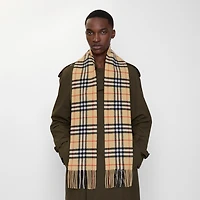 Narrow Check Cashmere Scarf in Sand | Burberry® Official