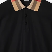 Long-sleeve Check Collar Cotton Polo Shirt in Black - Men | Burberry® Official