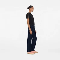 Check Trim Cotton T-shirt in Black - Women | Burberry® Official
