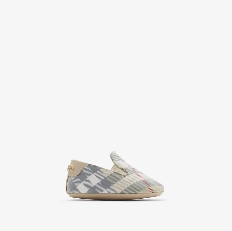 Check Nylon Blend Booties in Pale stone - Children | Burberry® Official