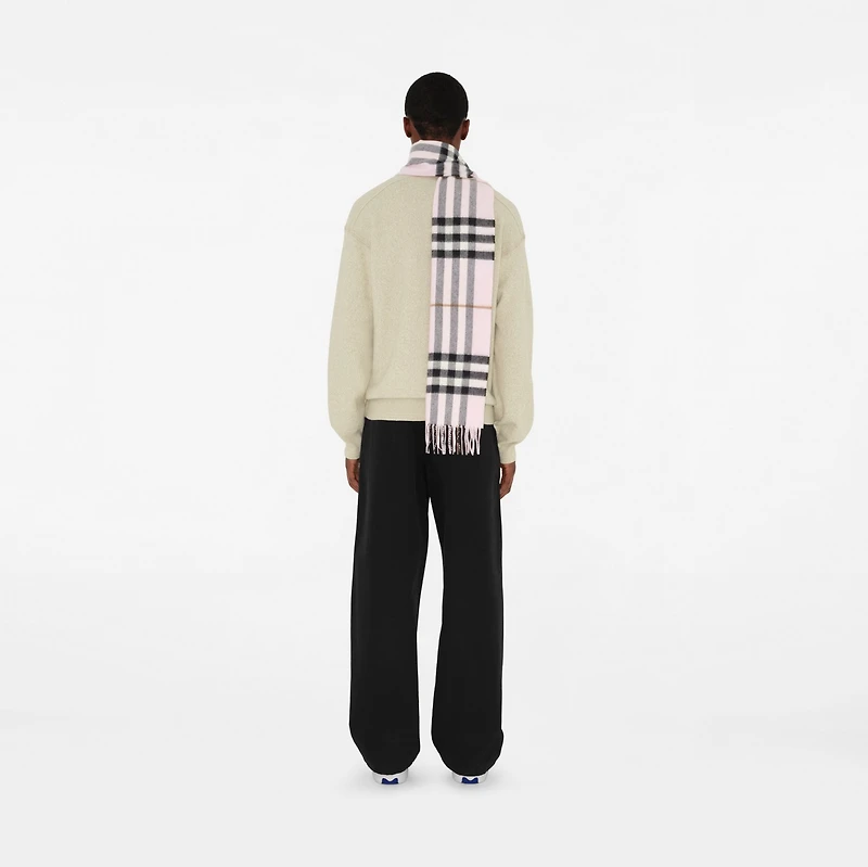 Check Cashmere Scarf in Pale candy pink | Burberry® Official