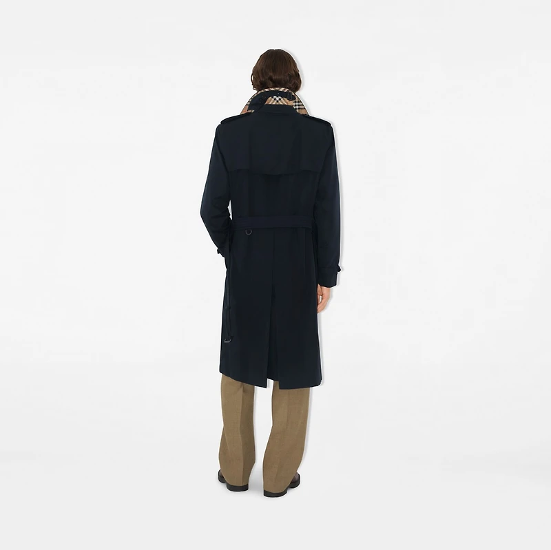 Long Kensington Heritage Trench Coat in Coal blue - Men, Cotton Gabardine | Burberry® Official