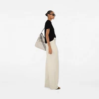 Check Trim Cotton T-shirt in Black - Women | Burberry® Official