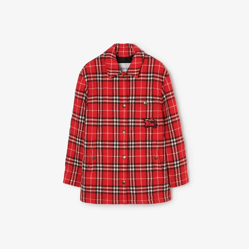 Check Wool Overshirt in Crayon red - Women | Burberry® Official