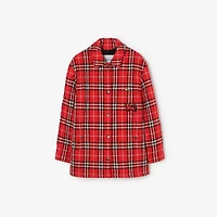 Check Wool Overshirt in Crayon red - Women | Burberry® Official