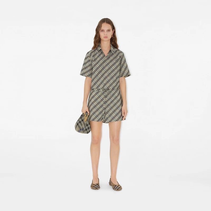 Check Cotton Pyjama Shorts in Husk - Women | Burberry® Official