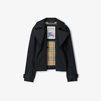 Cropped Cotton Trench Jacket in Navy - Women | Burberry® Official