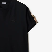 Check Trim Cotton T-shirt Dress in Black - Women | Burberry® Official