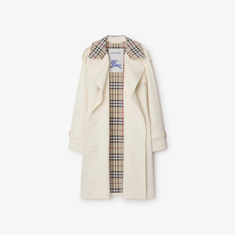 Mid-length Check Collar Castleford Trench Coat in Cotton beige - Women, Cotton | Burberry® Official