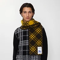 Narrow Check Wool Scarf in Chocolate brown/crown yellow | Burberry® Official