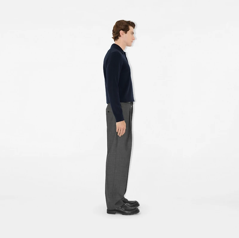 Long-sleeve Cashmere Blend Polo Shirt in Navy - Men | Burberry® Official