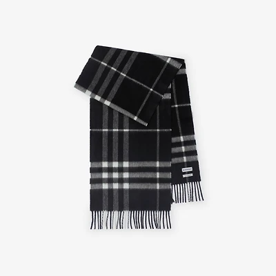 Check Cashmere Scarf in Black/calico | Burberry® Official