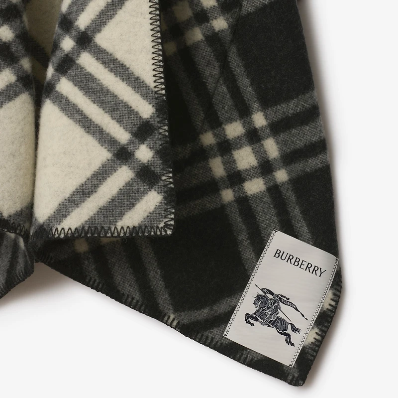 Reversible Check Wool Cape in Black/ecru | Burberry® Official