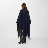 Reversible Check Wool Cashmere Cape in Ink blue | Burberry® Official
