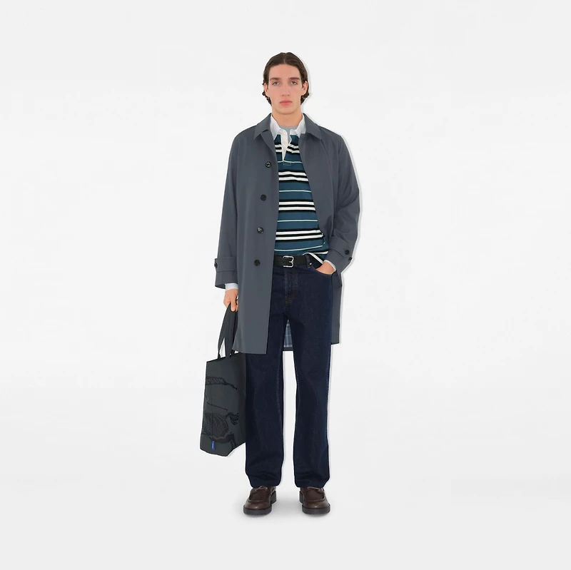Long Gabardine Car Coat in Magnet - Men, Cotton | Burberry® Official
