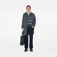 Long Gabardine Car Coat in Magnet - Men, Cotton | Burberry® Official