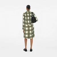 Ribbon Check Silk Dress in Swamp - Women | Burberry® Official