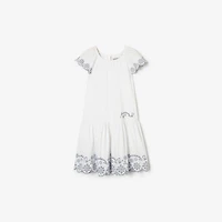 Broderie Anglaise Cotton Dress in White | Burberry® Official