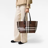 Medium Check Tote in Dark birch brown - Women | Burberry® Official
