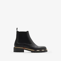Leather Gravel Chelsea Boots​ in Black - Women | Burberry® Official