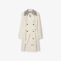 Mid-length Check Collar Castleford Trench Coat in Cotton beige - Women, Cotton | Burberry® Official