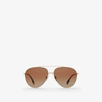 Check Detail Aviator Sunglasses in Light brown - Women | Burberry® Official