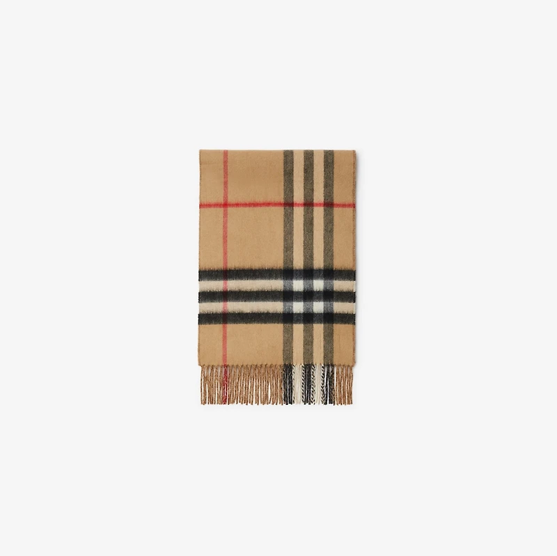 Contrast Check Cashmere Scarf in Archive beige/birch brown | Burberry® Official