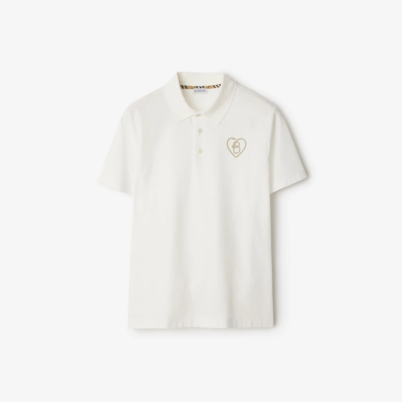 B Heart Cotton Polo Shirt in Chalk white - Men | Burberry® Official