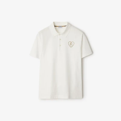 B Heart Cotton Polo Shirt in Chalk white - Men | Burberry® Official